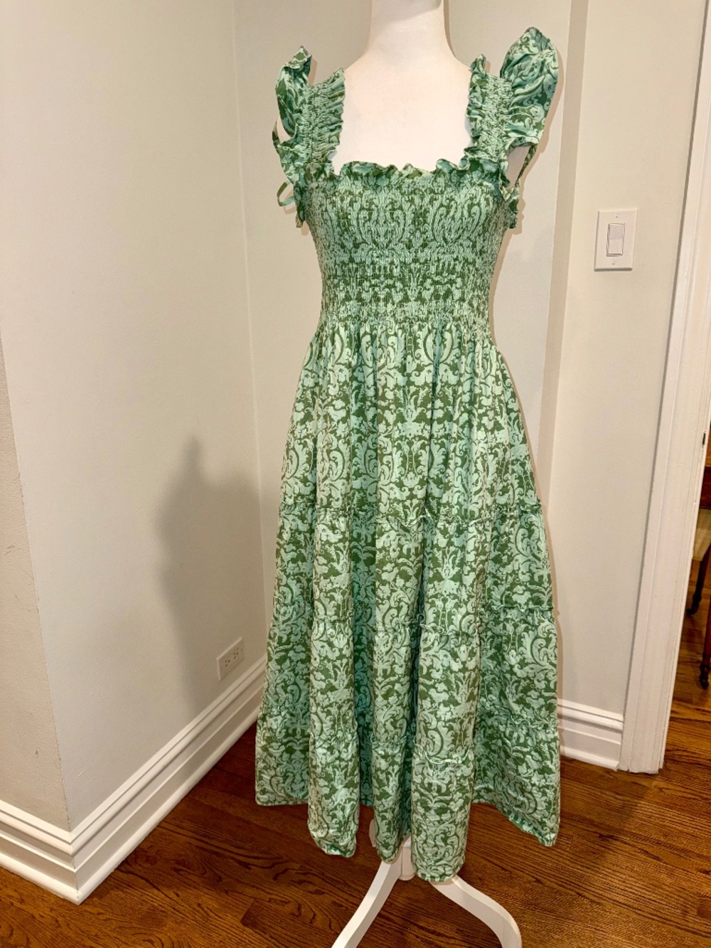 Hill House The Ellie Green Jacquard Nap Dress Women's Size Medium M